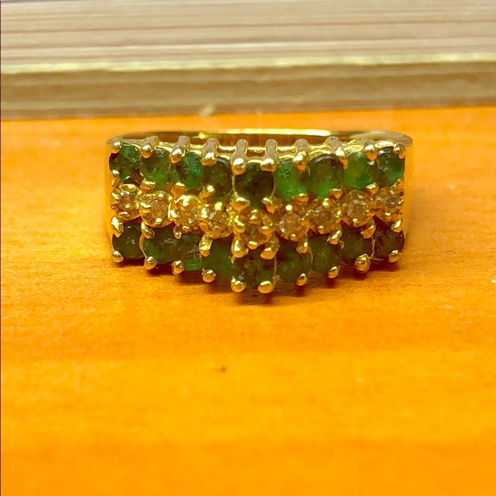 14kt Diamond and Emerald Ring